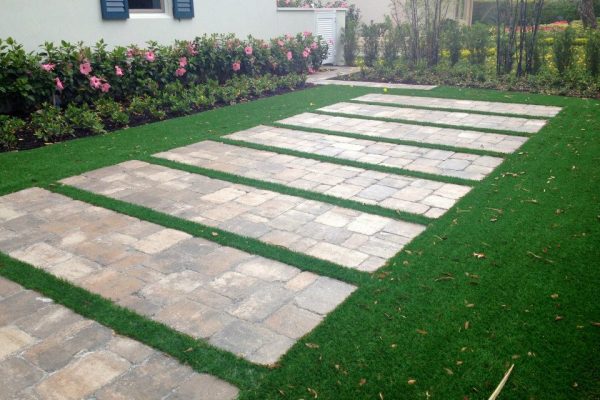 Synthetic Turf International SoftLawn Lawn and Landscape Artificial Grass with Pavers