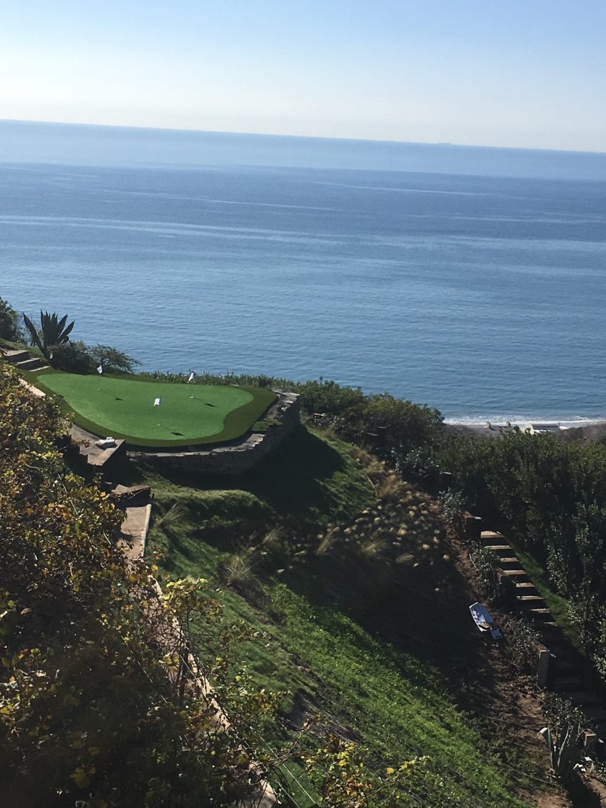 Putting greens with views of the Pacific Ocean in Malibu