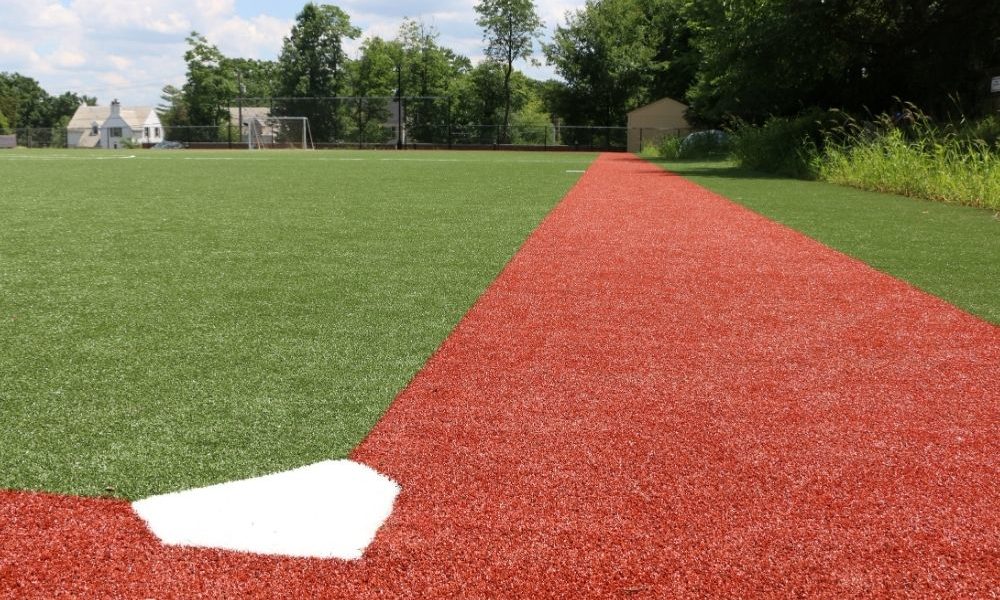 Baseball diamond, infield and outfield made out of synthetic turf